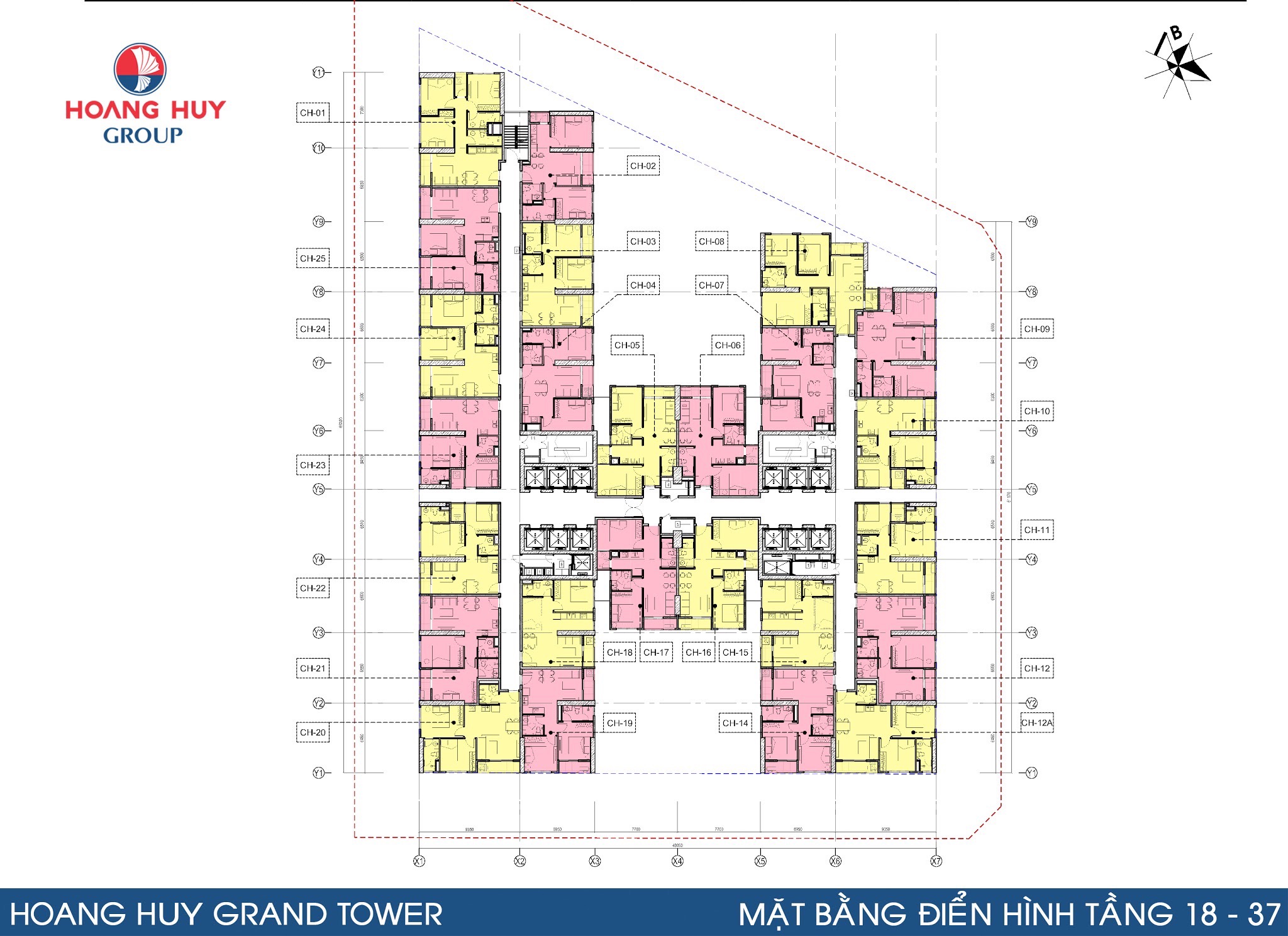 Mặt bằng điển hình Hoàng Huy Grand Tower