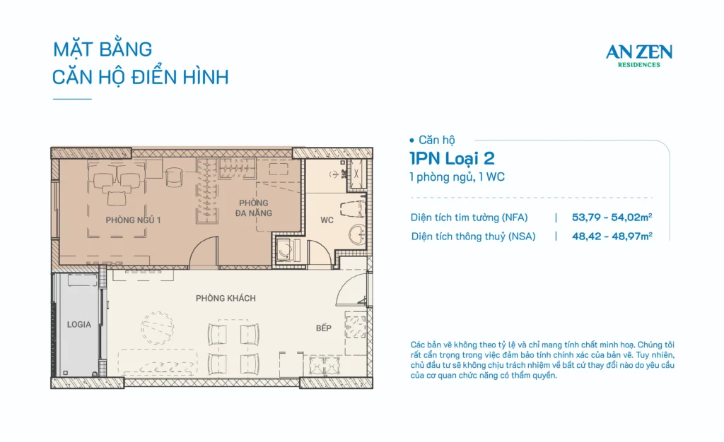 1 phòng ngủ loại 2