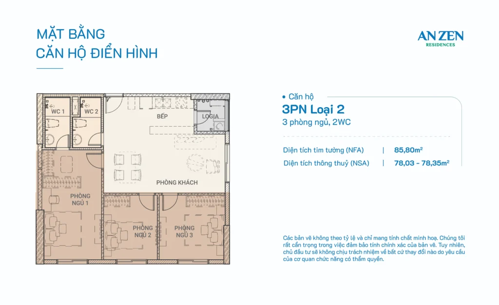 3 phòng ngủ loại 2