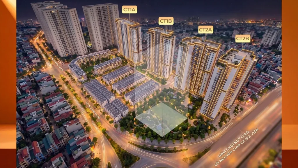 Phối cảnh 4 tòa NOXH Marquee Homes